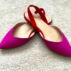 Red and purple sling back flat Lulus shoes!